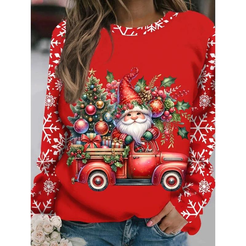 Women's 3D Printed Crew Neck Long Sleeve T-Shirt Fashion Versatile Trend Breathable Casual
