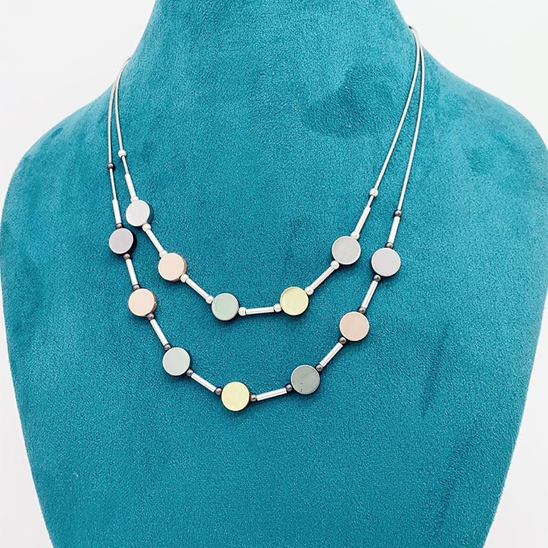 

Бохо Ожерелья для женщин, Круглое Двойное Штабелируемое Ожерелье Серебряная Цепочка в Форме Палочки Геометрическая Длинная Подвеска Ювелирные Изделия Минимализм Металлический Стиль Подарок