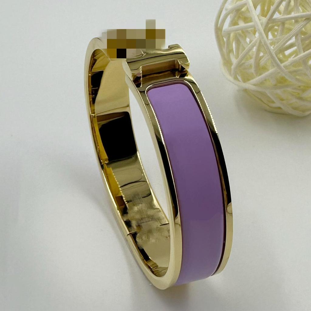 H Letter 12MM Enamel Titanium Steel Bracelet - European & American Fashion Bangle