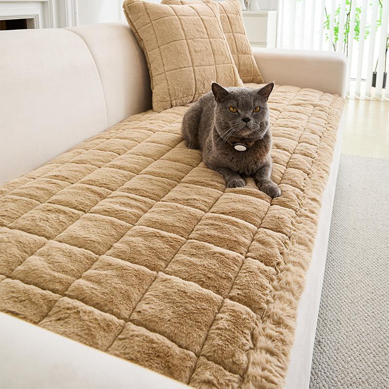Thick Plush Sofa Cushion Non Slip Winter Warm Sofa Pad Simple Design Soft Cozy Sofa Cover
