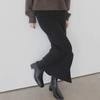 2025 Korean Style Spring Autumn Women Midi Skirt High Waist Black Gray Knitting Skirt Feminine Buttons Split Knitted Skirts Womens