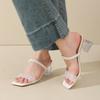 Fashion High Heels Sandals for Women 2025 New Summer Thick Heeled Outdoor Slippers Woman Plus Size Fashion Square Toe Sandalias Mujer