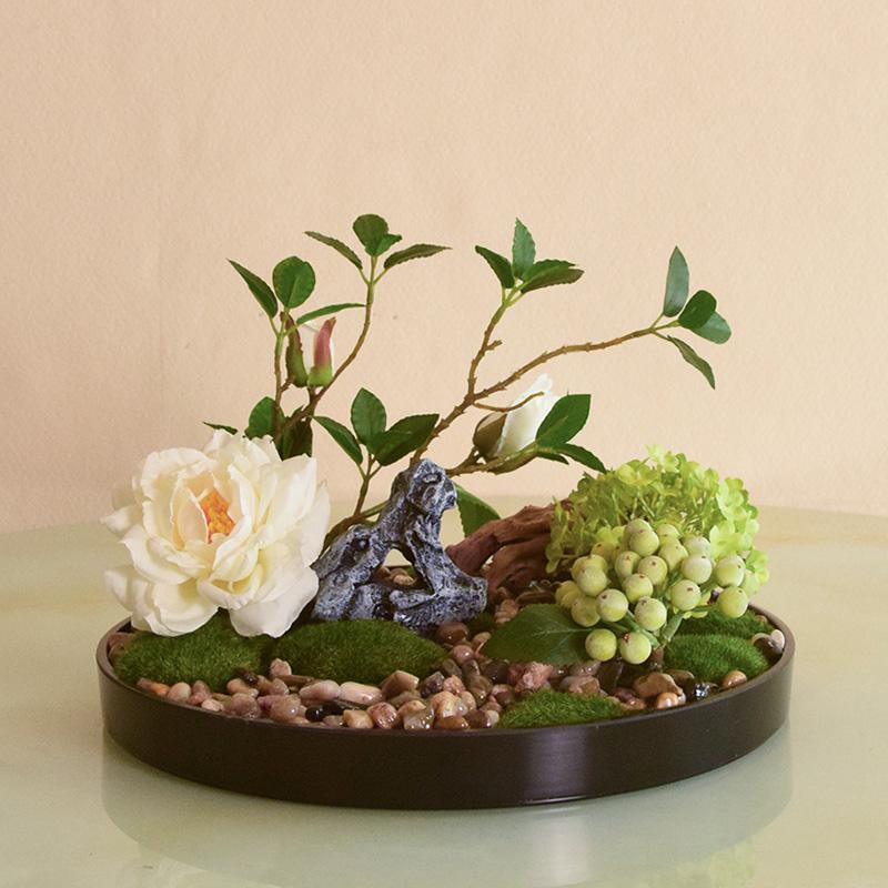 Large Round Table Turntable Centerpiece for Hotel Dining and Private Room Decor - Artificial Flower Art Landscape