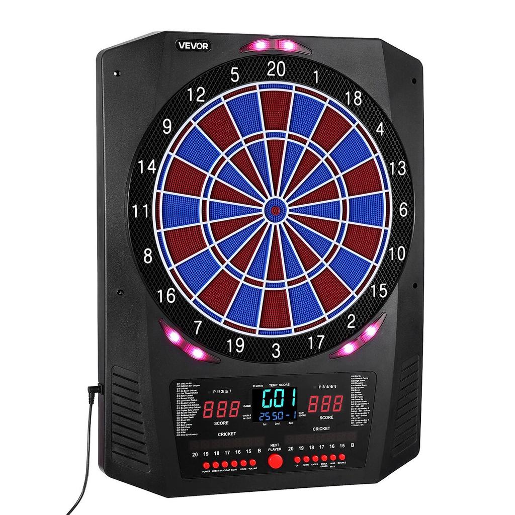 Electronic Dart Board, 336mm Target Dartboard with 45 Games & 474 Variations for Up To 8 Players, 6 Dart Shafts with Flights & 50 Soft Tips, Color LED
