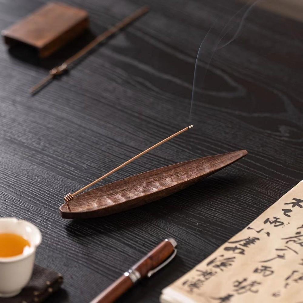 Wooden Incense Burners Retro Carved Incense Holder Creative Burner Ash Catcher  Office Desktop