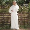 Womens 2026 Casual 2-Piece Set Loose Long Sleeve Shirt Maxi Skirt Solid Color Elegant