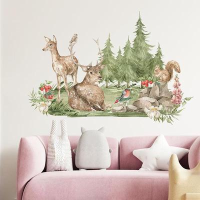 Forest Cartoon Animals Wall Stickers Kids Rooms Baby Bedroom Livingroom Animals Home Decoration Wall Decals Wall Sticker