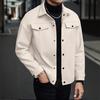 Men Jacket Woolen Lapel Design Long Sleeve Solid Color Coat with Flap Pockets Design