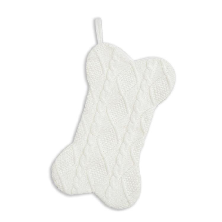 Soft Knitted Christmas Stocking Creative Bone Shaped Sock Ornament Stylish Holiday Decoration for Wall or Tree Display