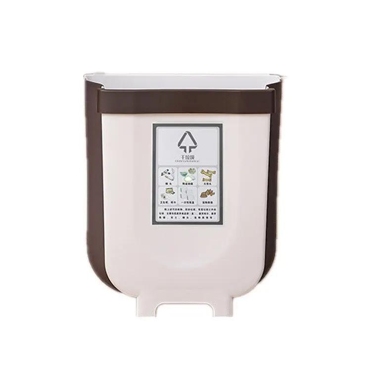 

1 шт. Білий/коричневий Кухонний відро для сміття Підвісний Тип Побутовий Складані дверцята шафи Класифікація Настінний багатофункціональний XL коричневий