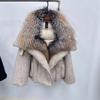 Winter explosion fox fur jacket big fur collar short thermal goose down jacket women