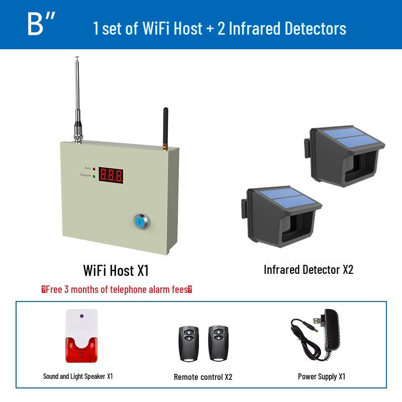 Black Iron Solar Wireless Anti-Theft Infrared Security Alarm for Fish Ponds and Orchards