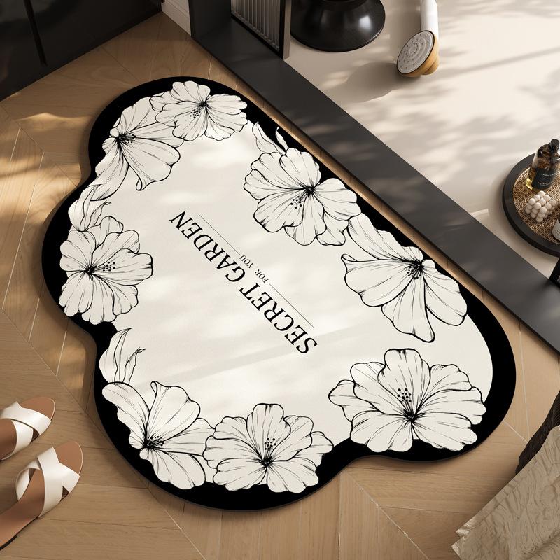 

American Xiaoxiangfeng Flower Diatom Mud Floor Mat Shower Room Non-Slip And Dirt-Resistant Floor Mat Toilet Water-Absorbing Quick-Drying Floor Mat 40 * 60cm (diatom mud)