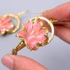 Natural Opal Gold Finish Dangle Sisters Gift Electroformed New Earrings Jewelry V-73