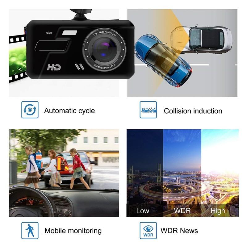 HD 1080P 4"Touch Screen IPS Dash Cam Front and Rear Camera CAR DVR Vehicle Black Box Night Vision Driver Video Recorder