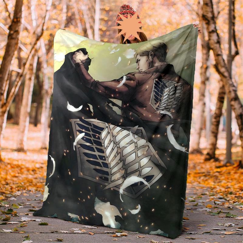 Erwin Levi Hange Flannel Blanket Soft Warm All-Season Throw, Design for Camping, Car Travel, Hiking Sofa, Bed, Office Perfect Gift for Parties