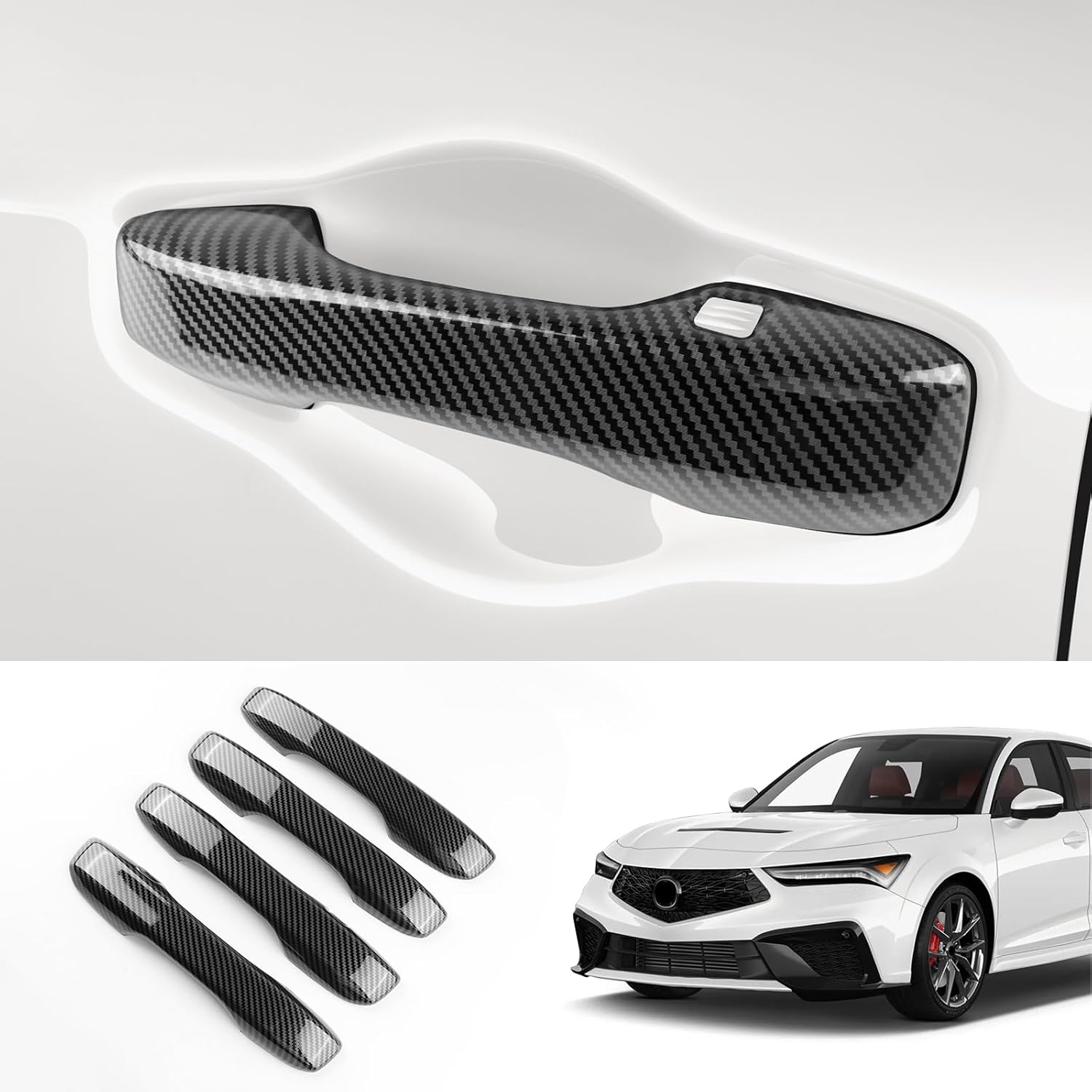 

for Honda Acura Integra 2023 2024 2025 Accessories Gear Shift Panel Frame Cover, ABS Carbon Fiber Style Car Gear Shift Knob Cover Center Console Deco Door Handle Black