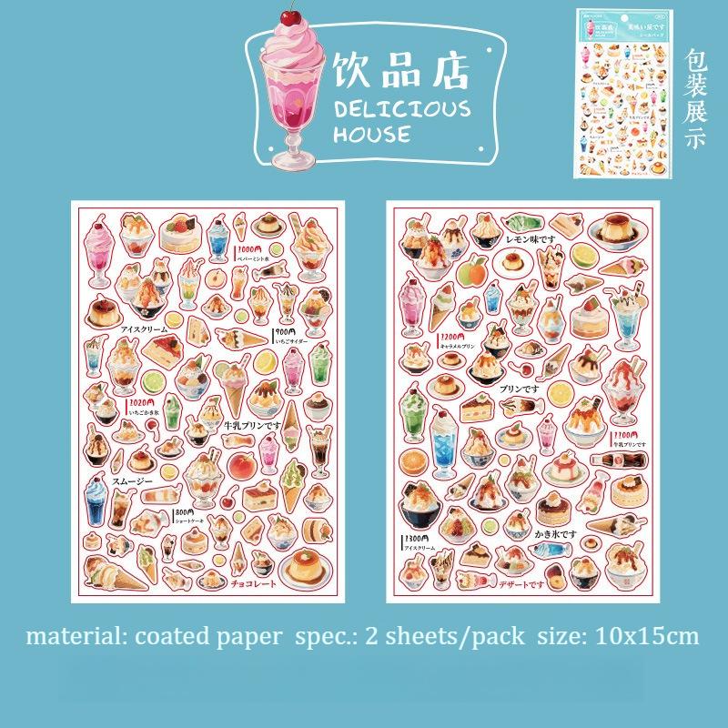 2 Sheetspack Snoring Cat Delicious Foods Sushi Bread Stickers Cute Scrapbooking Journaling Decoration Diy Collages