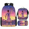 Set de Mochila Escolar Infantil con Estampado de Cristiano Ronaldo de 3 Piezas Dibujos Animados para Estudiantes de Primaria Mochila Ligera Duradera de Gran Capacidad
