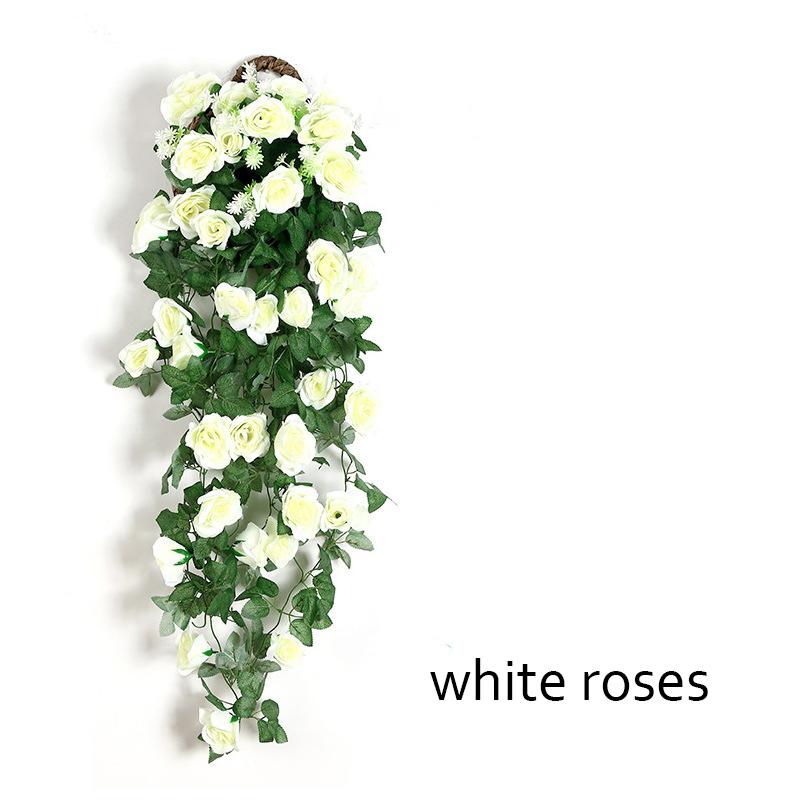 Fake Flower Rattan Simulation Flower Rattan Decoration Wall Hanging Simulation Rose Home Decoration Flower Wall Hanging Flower 2pcs