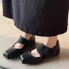 Square head retro Mary Jane single shoes gentle word with flat temperament spring and autumn small leather shoes evening shoes