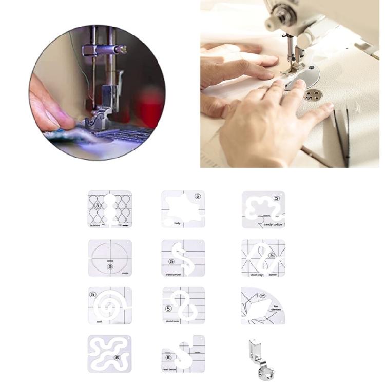 13 Pcs Quilting Ruler Sewing Ruler Quilting Stencil Frees Motion Quilting Template Set for Sewing