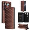 Cubic Grid Texture Flip Leather Phone Case