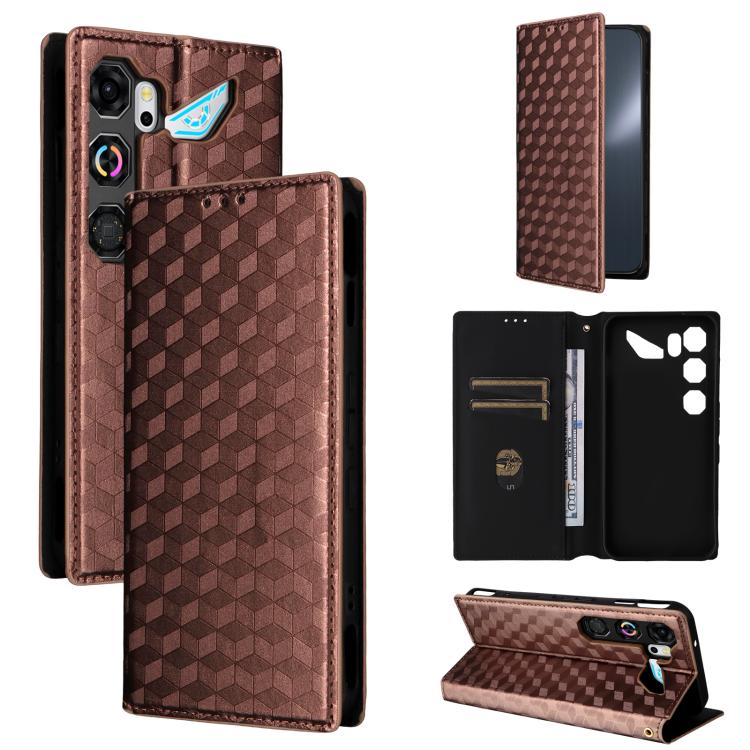 Cubic Grid Texture Flip Leather Phone Case