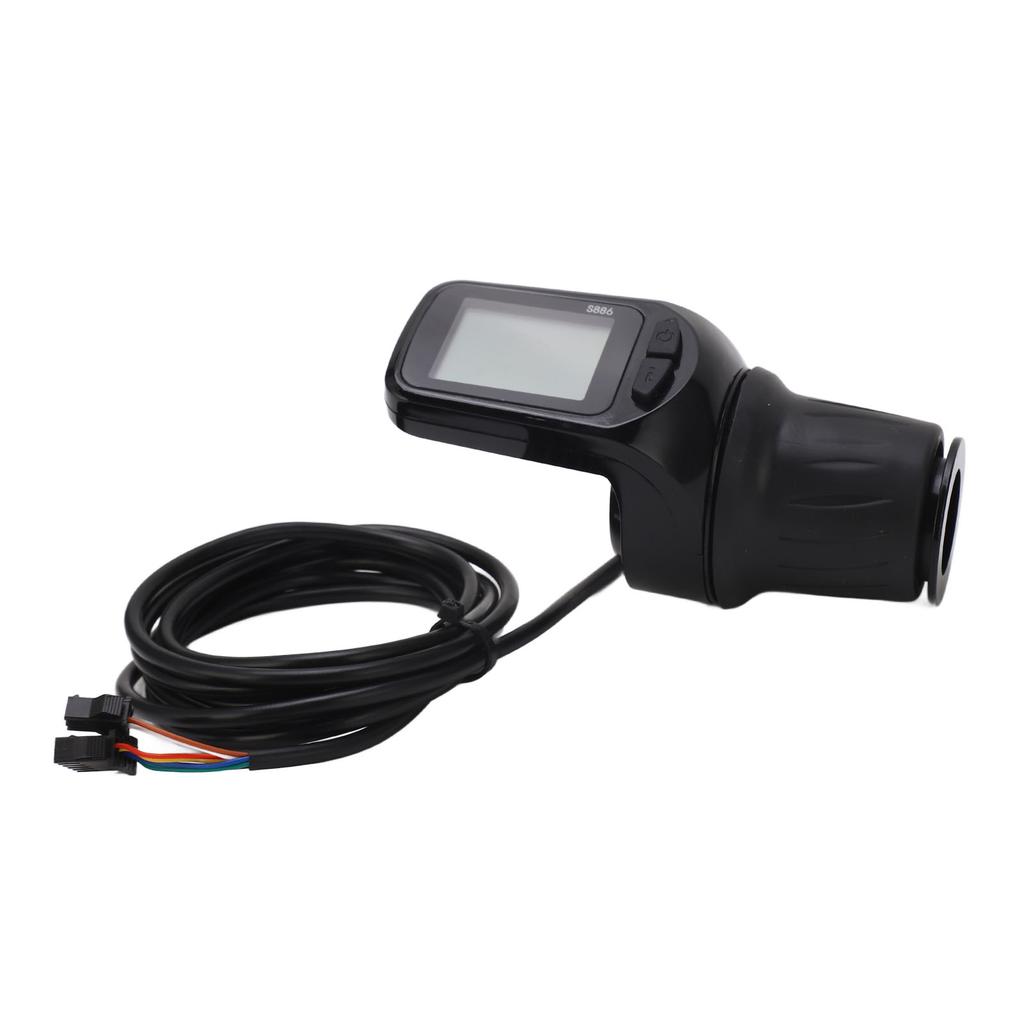 Electric Bike Half Throttle Grip with LCD Display Panel Headlight Interface 5P+2P Ordinary Cable 24V 36V 48V 60V