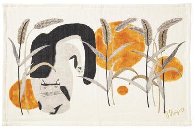 Kusunokibashi Monori Tea Morita MiW Cat Made In 45cm X Towel, (Afternoon Glade), Japan, Gray, Approx. 70cm, 1-69207-21-GY