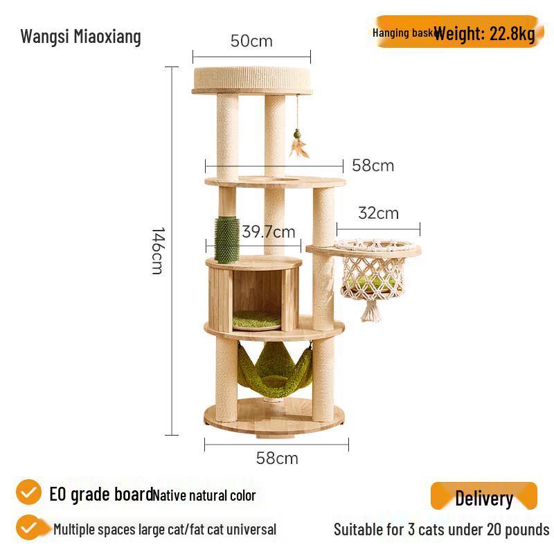 Cmisstree Multi-level Solid Wood Cat Tree & Condo