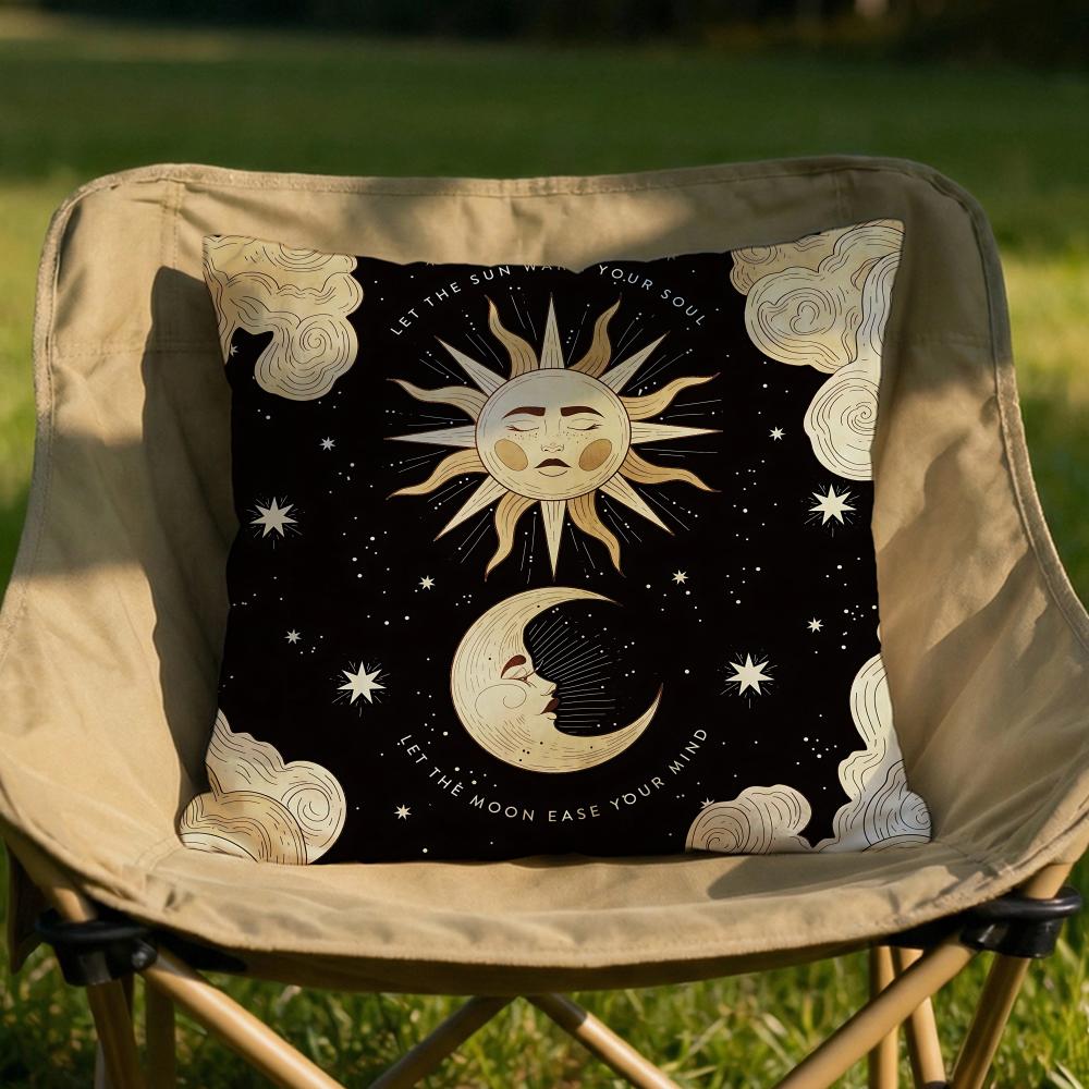 gorgeous sun moon and stars Cushion Cover Soft Reversible Durable Pillow Cover MultiScene Use for Home Car Daily Comfort