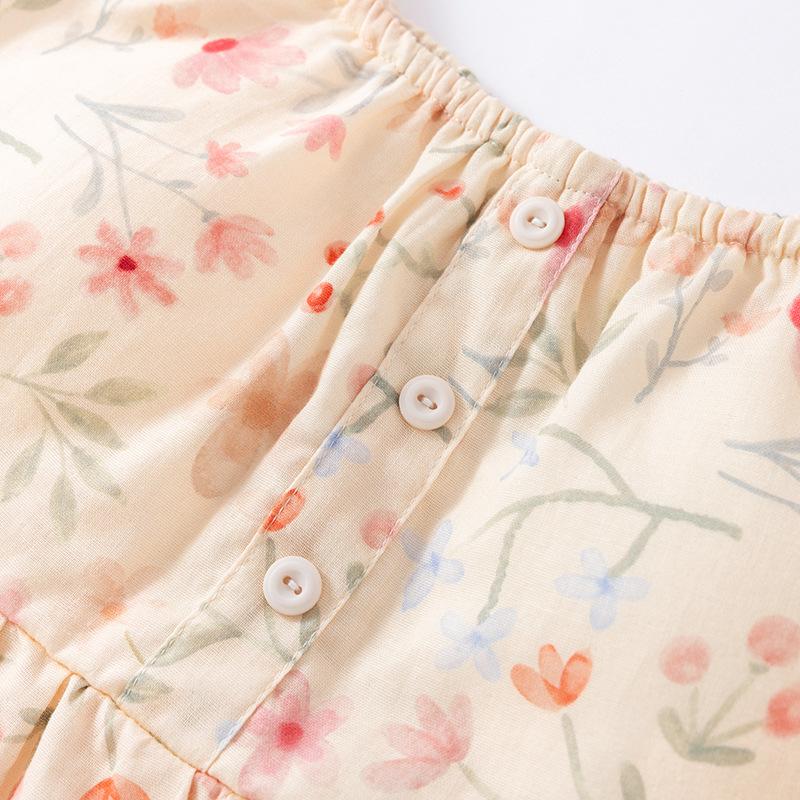 2026 Nueva Falda de Dormir de Verano para Mujer 100% Algodón Sin Sujetador Tirantes Finos Estampado Floral Grande Vestido de Verano Ropa de Dormir Mujer