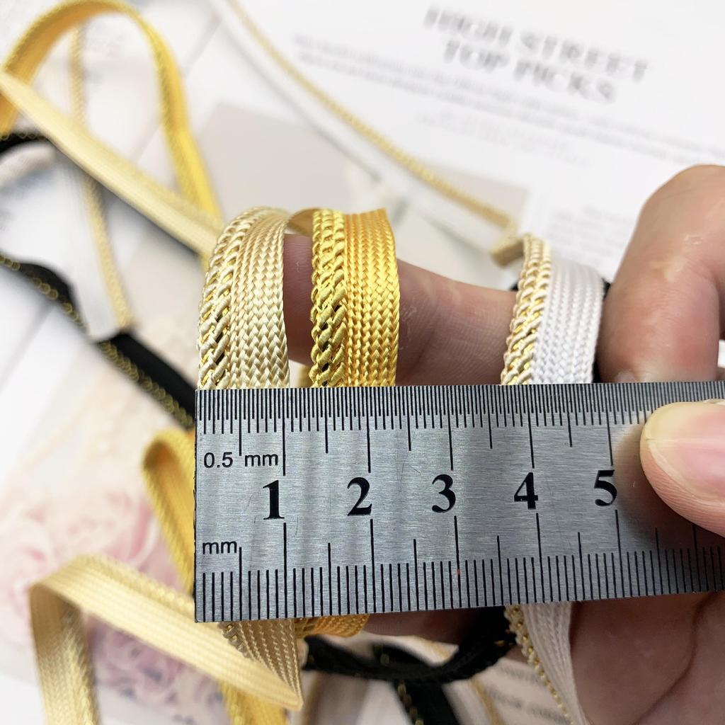 Largeur 10mm 50 Yards Cordon Passepoil Biais Bord Doré Argenté Blanc Ruban Biais Pour Patchwork Vêtement Couture Fabrication Garniture Fourniture