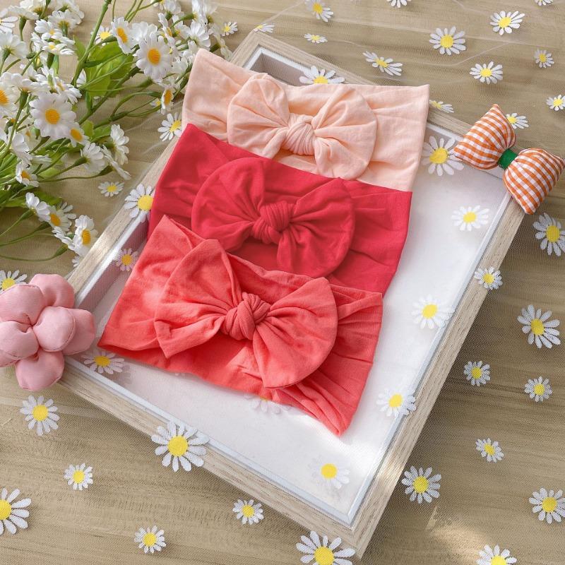 New 3pcs set, children's headband, baby nylon bow does not hurt the skin, wide headscarf, baby headband.