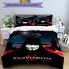 3pcs V for Vendetta Bedding Set, Soft Polyester Duvet Cover and Pillowcases Machine Washable Seasons all suitable & Guest Room Decor220