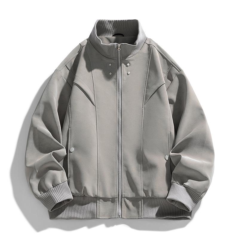 Men's Plus Size Fleece Lined Leather Baseball Jacket