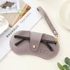Soft Leather Glasses Bag Lychee Pattern Button Clip Sunglasses Case Portable with Wrist Strap Eyewear Storage Pouch