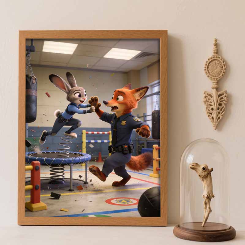 Disney Diamond Art Painting Kit 5D Diamond Bunny Fox Police Painting Dot Art Gemstone Crystal Art Paint Diamond Home Wall Decor Round 20x30cm