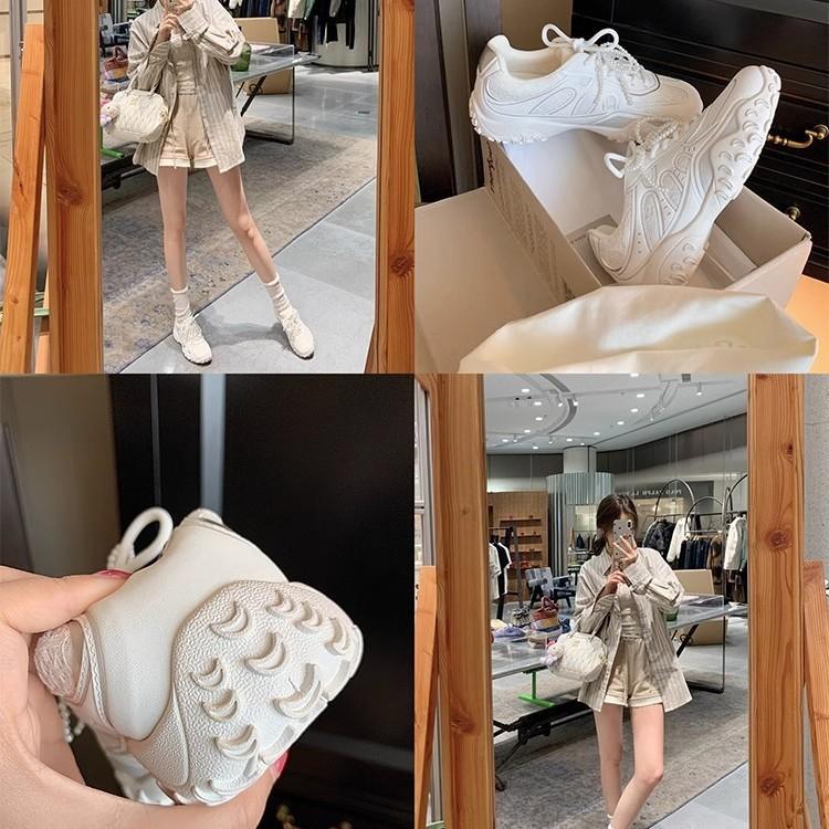 [Su Yinyin] The new color is here~ The inner height of the crescent moon is increased, lace pearl casual moral training shoes for women, Forrest Gump 