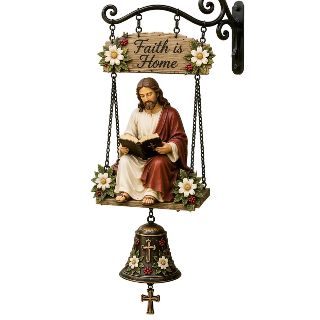 3D Resin Gnome Bell Ornament Hanging Decoration for Outdoor Garden Yard