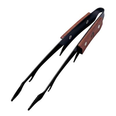 Captain Stag Outdoor BBQ Tongs UG-3321 Black Deer Mesh Replacement Hook Stainless Steel Wood Grip