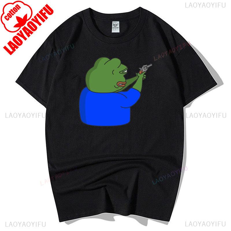 Sad Frog PEPE Funny Graphic T Shirts Summer Clothes for Man High Quality Cotton Short-sleev Tee-shirts Humor Camisetas Hombre
