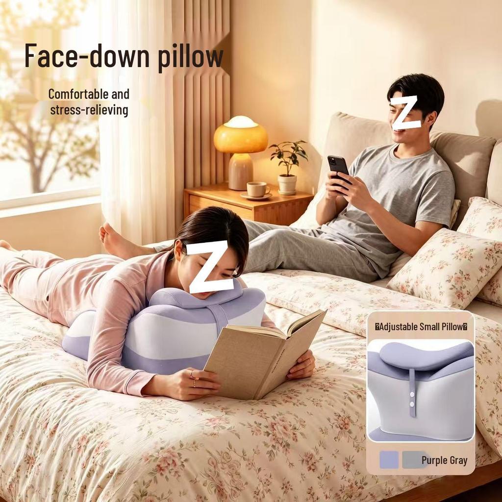 Multifunctional Prone Sleep Pillow with Bedside Cushion and Elevated Backrest
