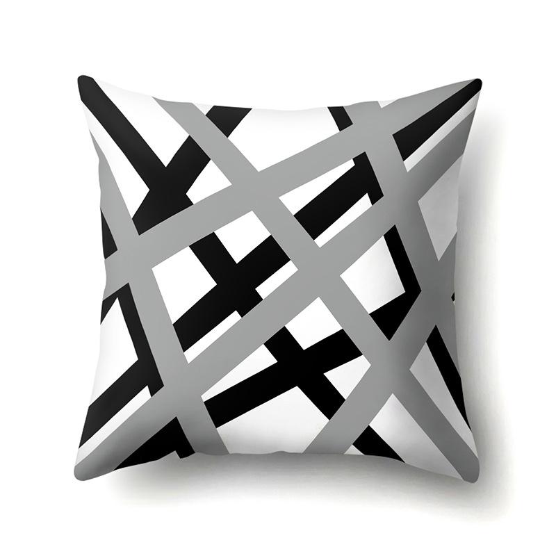 Polyester Pillow Case Car Decoration Home Printed Black and White Geometric Car Cushion Head Cushion Cover