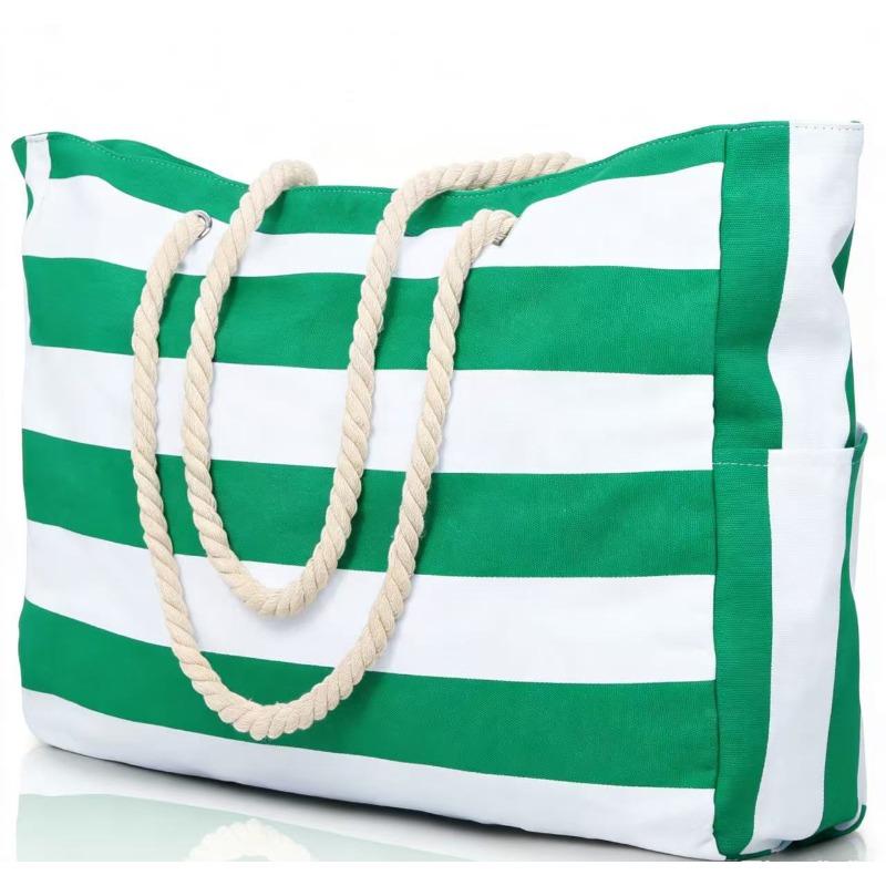 

triped beach bag large capacity sandof waterproof shoulder bag swimming pool outdoor travel bag multi-pocket