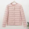 Women's 90% White Duck Down Lightweight Short Jacket - Round Neck, Solid Color, Warm and Collarless for Autumn/Winter