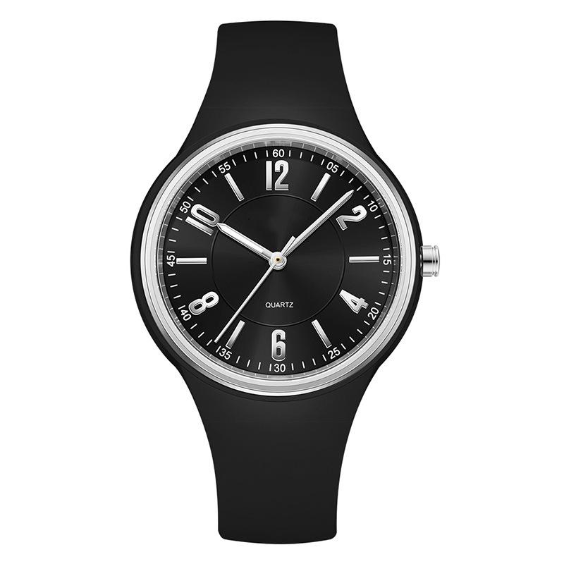 Women Quartz Watch Simple Dial Silicone Strap Waterproof Luminous Display Student Wristwatch