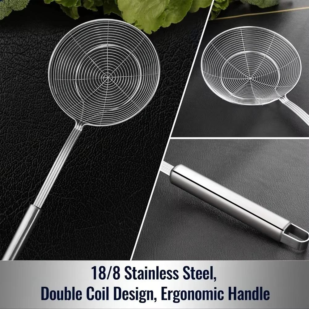 Double Round Stainless Steel Filter Mesh Thickened Multifunctional Frying Basket Colander Baking Cooking Tools Restaurant