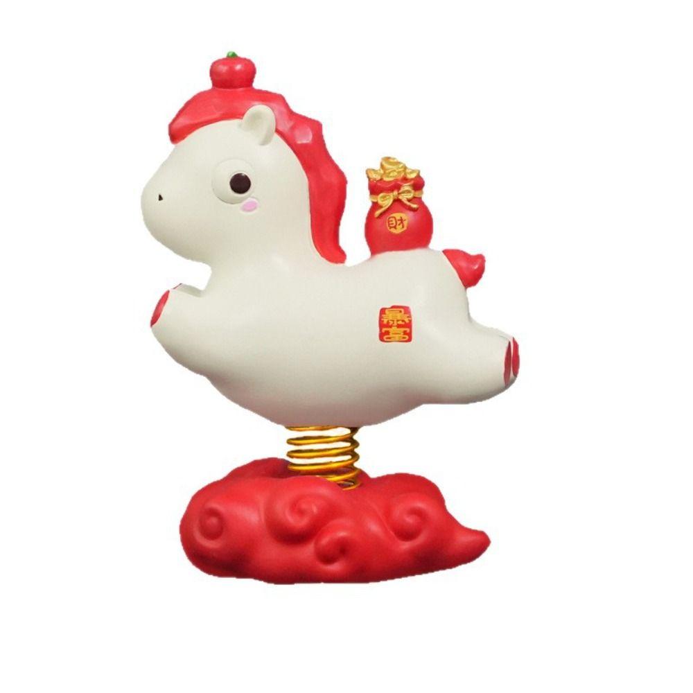 Cartoon-Sternzeichen-Pony-Ornamente Harz-Pony-Form Pferd Feder-Ornament 2026 Pferdejahr Kawaii-Pferde-Maskottchen Heimdekoration